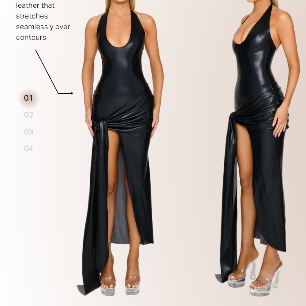 NWT COUCOO FAUX LEATHER JAYA DRESS - TYRE